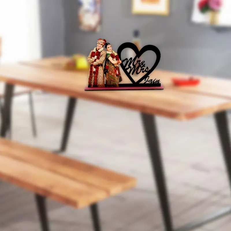 Personalised Mr & Mrs Heart Acrylic Standee with Photo