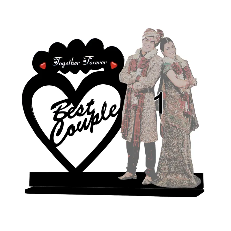 Personalised Best Couple Heart Acrylic Standee with Photo - Image 2
