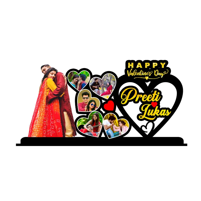 Personalised Couple Heart Collage Acrylic Standee with Name - Image 2