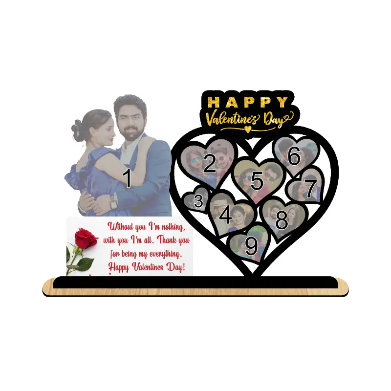 Personalised Couple Acrylic Heart Collage Standee with Message - Image 3