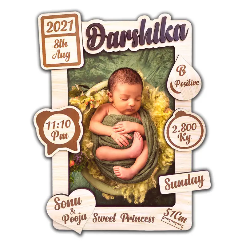 Personalised Baby Name & Birth Details Acrylic Frame -4 - Image 2
