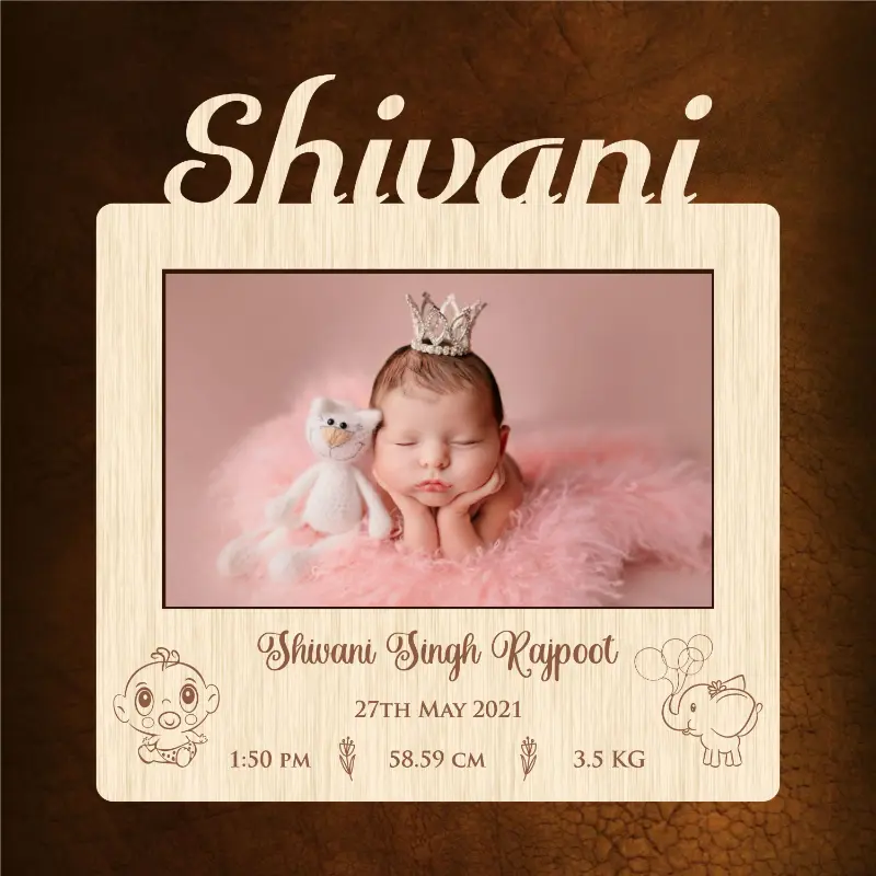 Personalised Baby Name & Birth Details Acrylic Frame -3