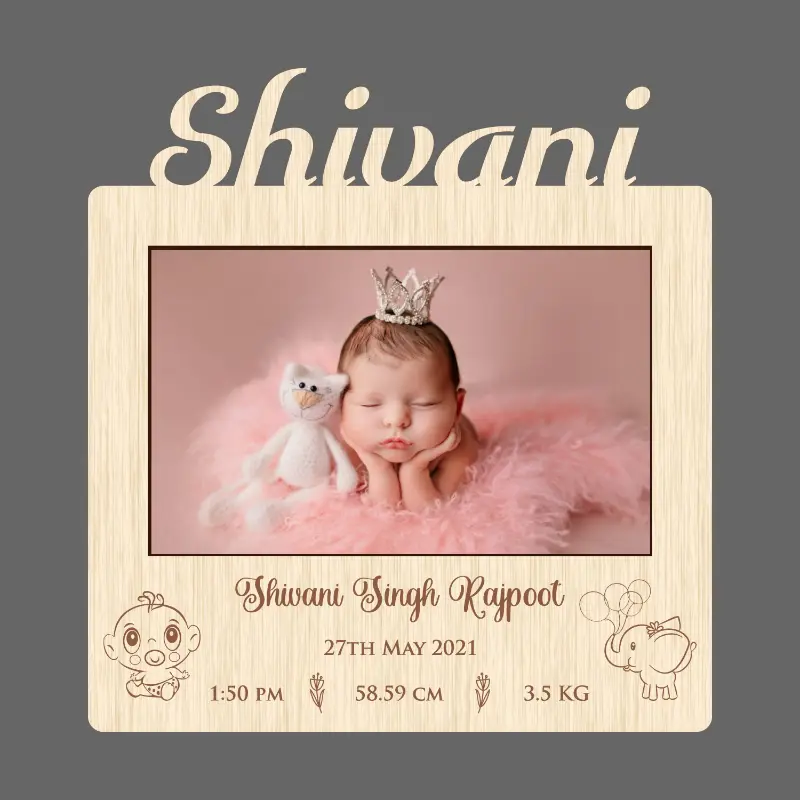 Personalised Baby Name & Birth Details Acrylic Frame -3 - Image 2