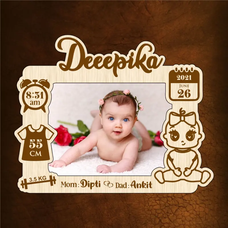 Personalised Baby Name & Birth Details Acrylic Frame -1