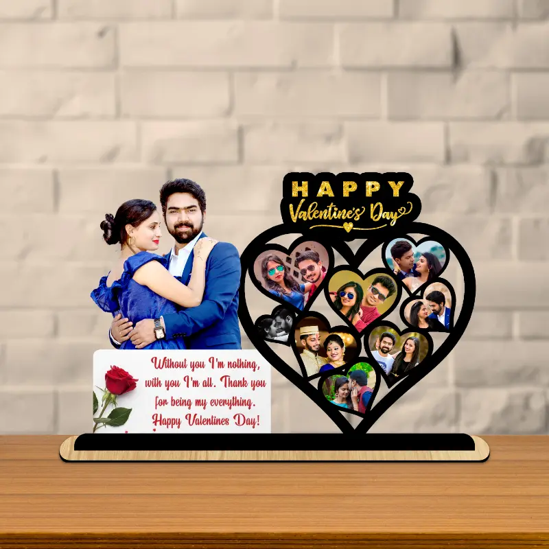 Personalised Couple Acrylic Heart Collage Standee with Message