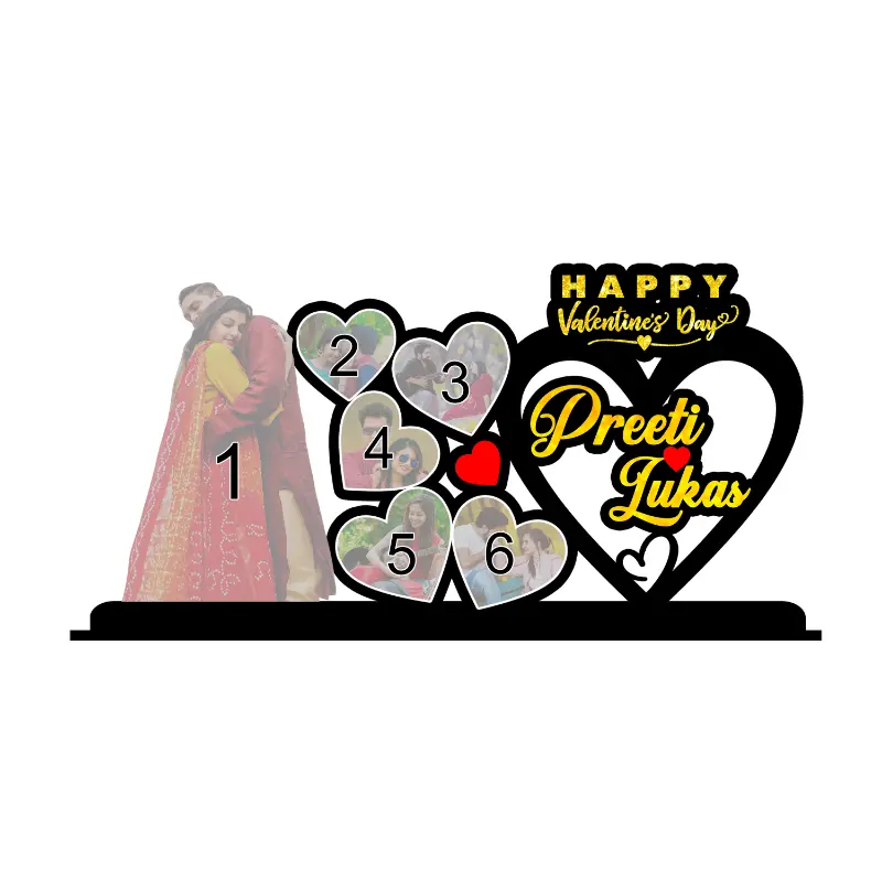 Personalised Couple Heart Collage Acrylic Standee with Name - Image 3