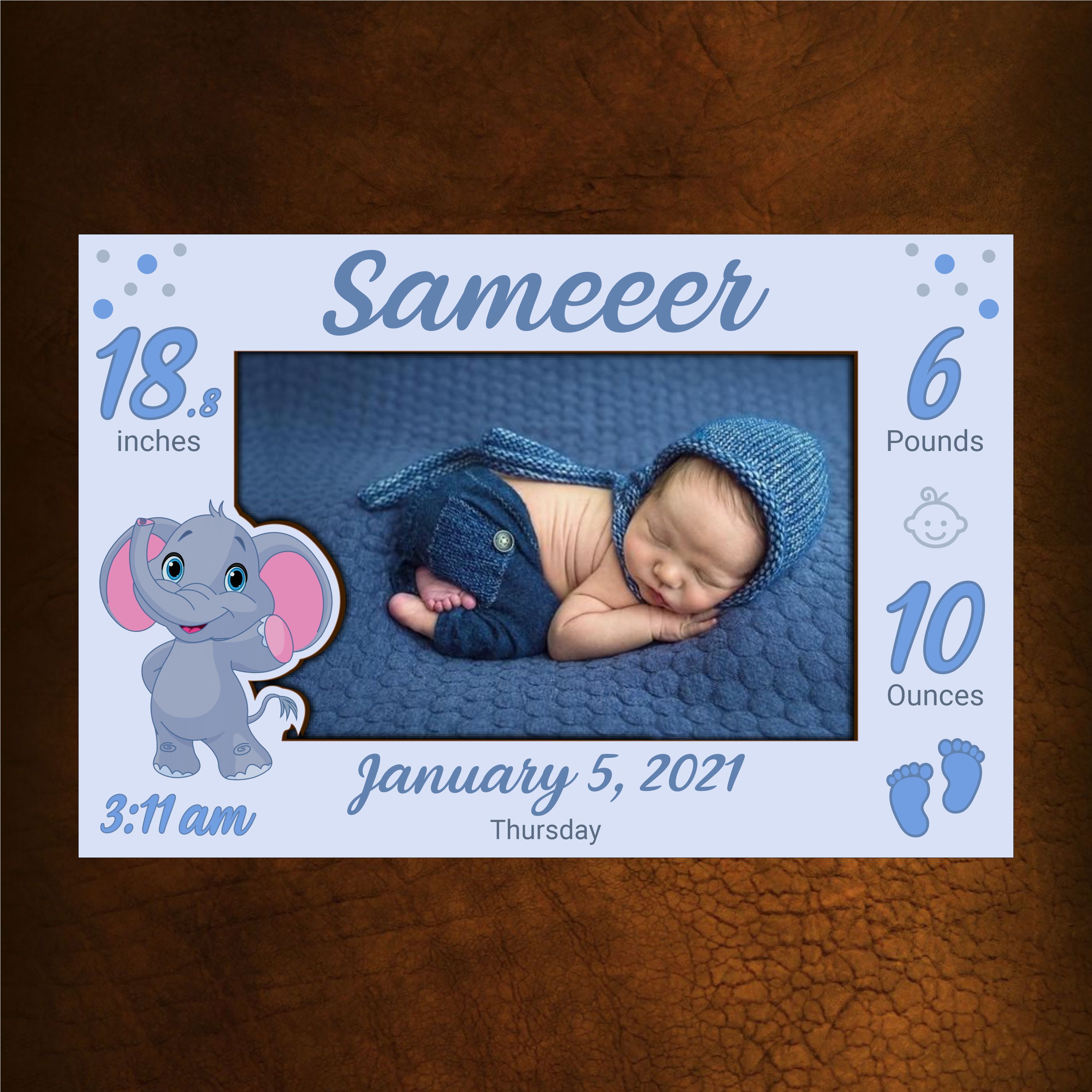 Personalised Baby Name & Birth Details Acrylic Frame -6