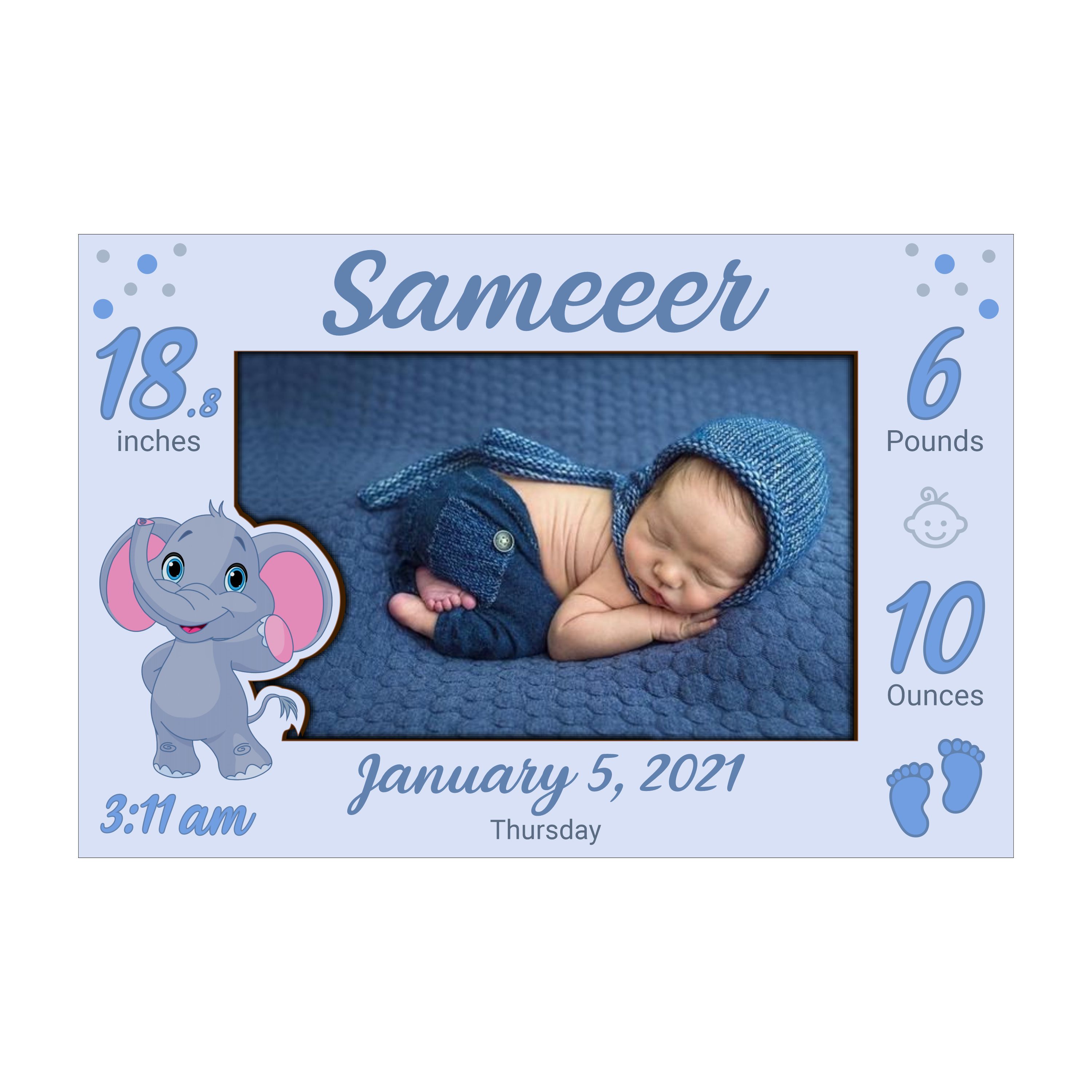 Personalised Baby Name & Birth Details Acrylic Frame -6 - Image 2