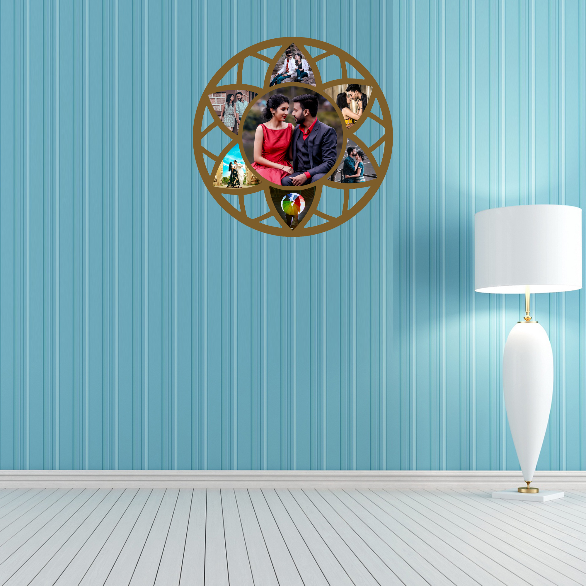 Personalised 7-Photo Golden Lattice Frame