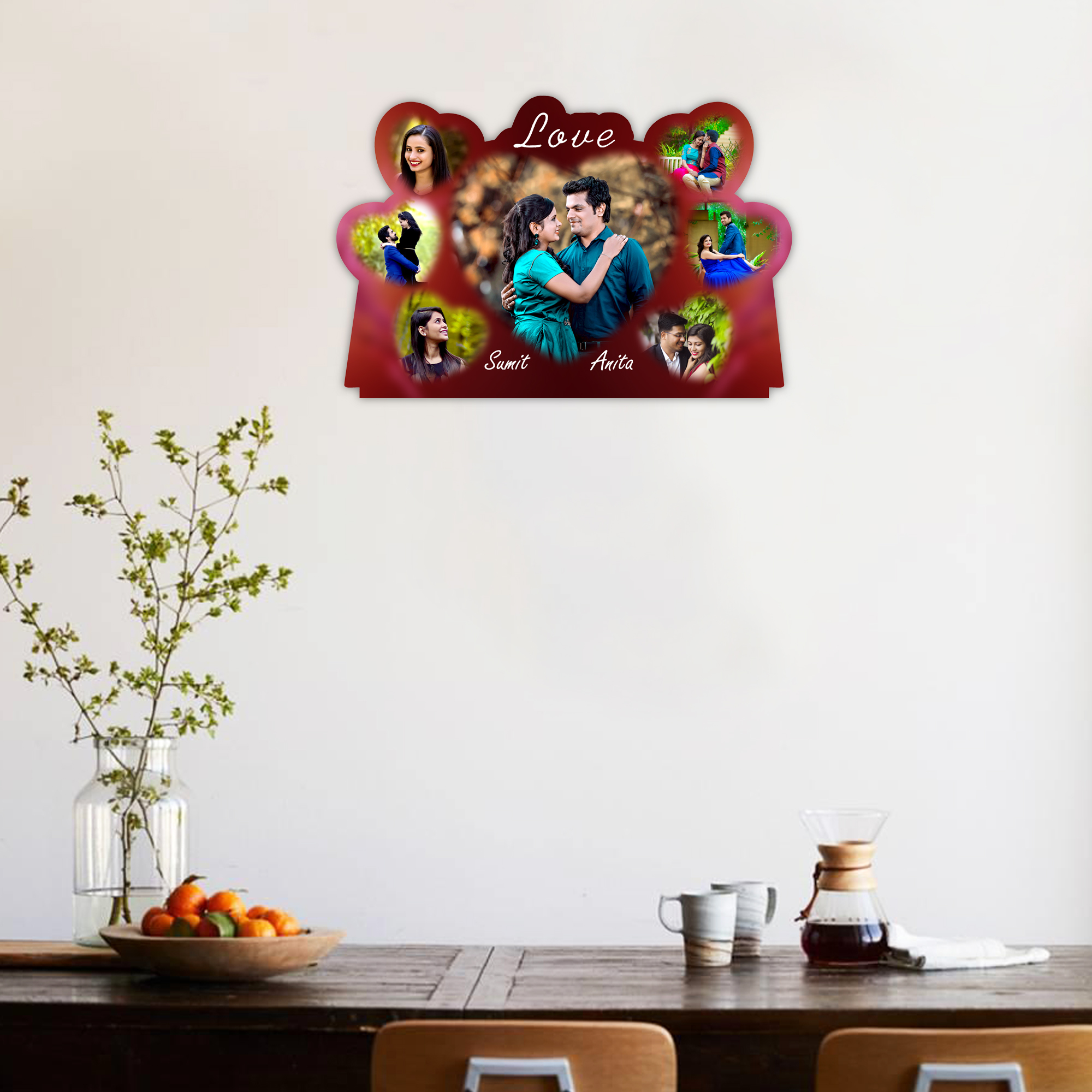 Personalised 7-Photo "Love" Wall Plaque