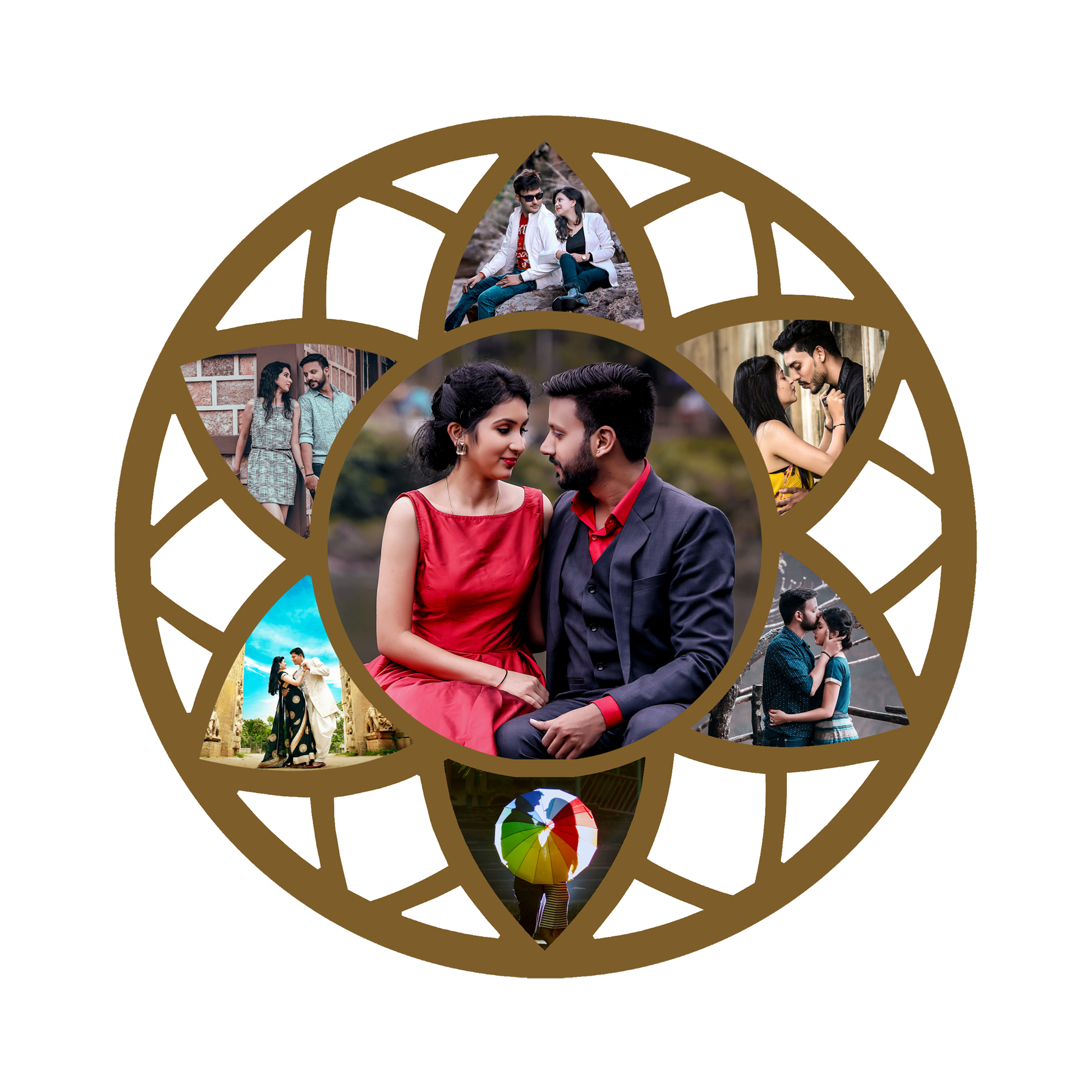 Personalised 7-Photo Golden Lattice Frame - Image 2