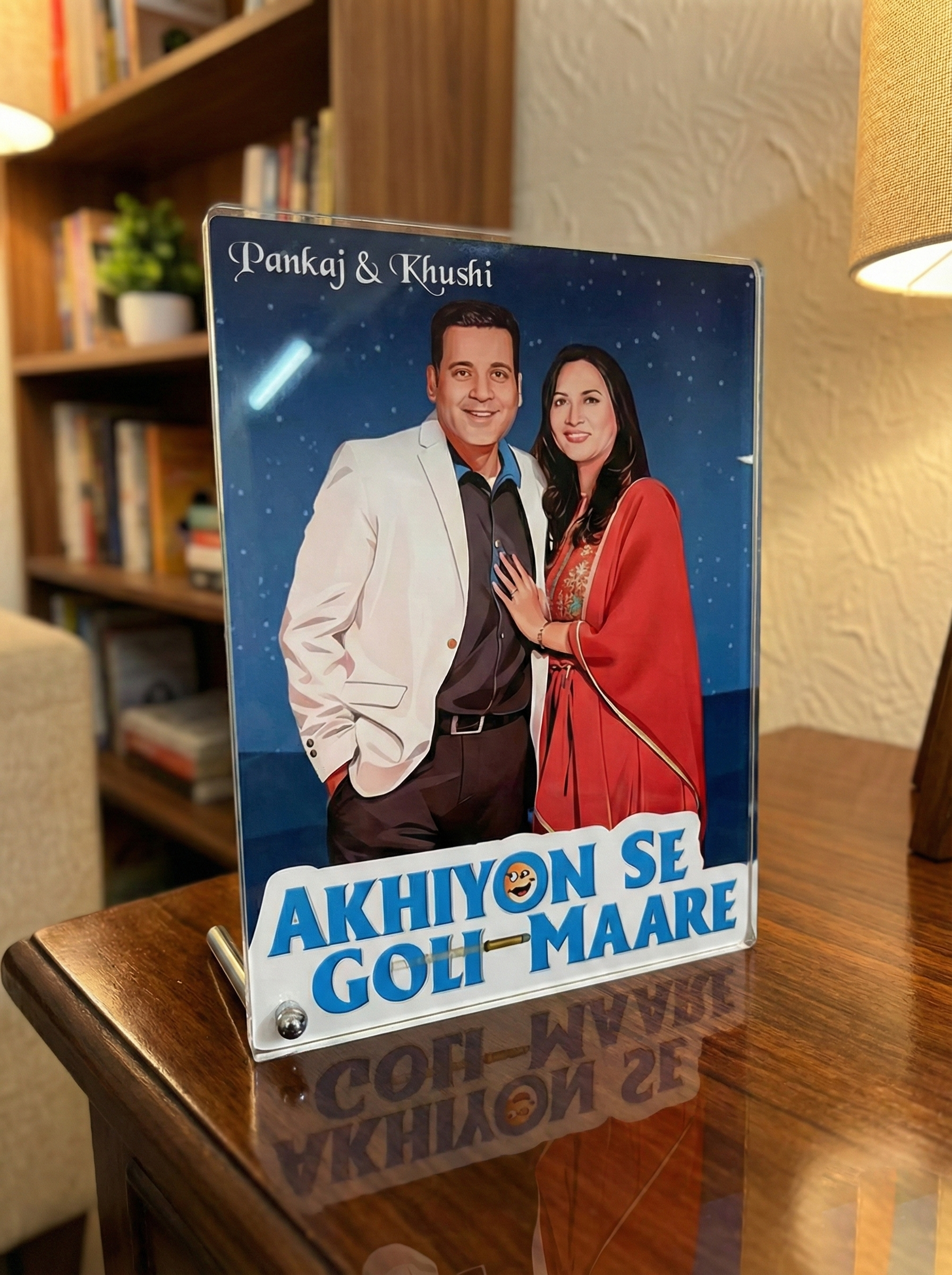 "Ankiyon Se Goli Mare" Couple Caricature by Rainbow Gifts