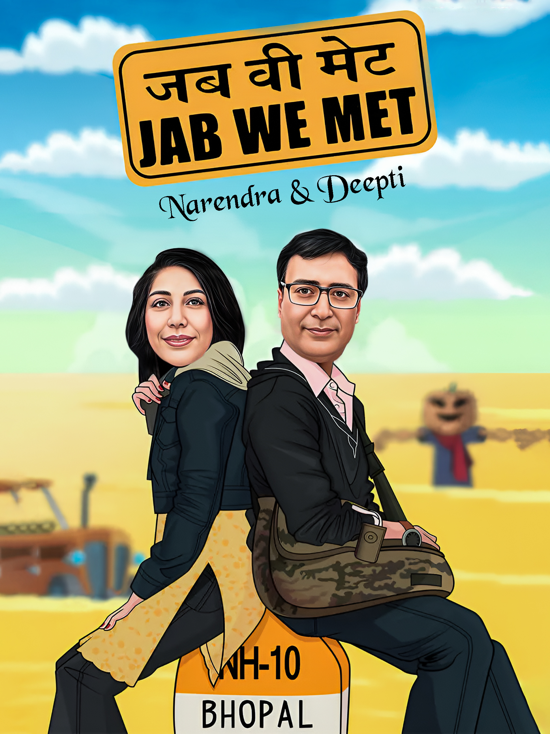 "Jab We Met" Couple Caricature by Rainbow Gifts - Image 2