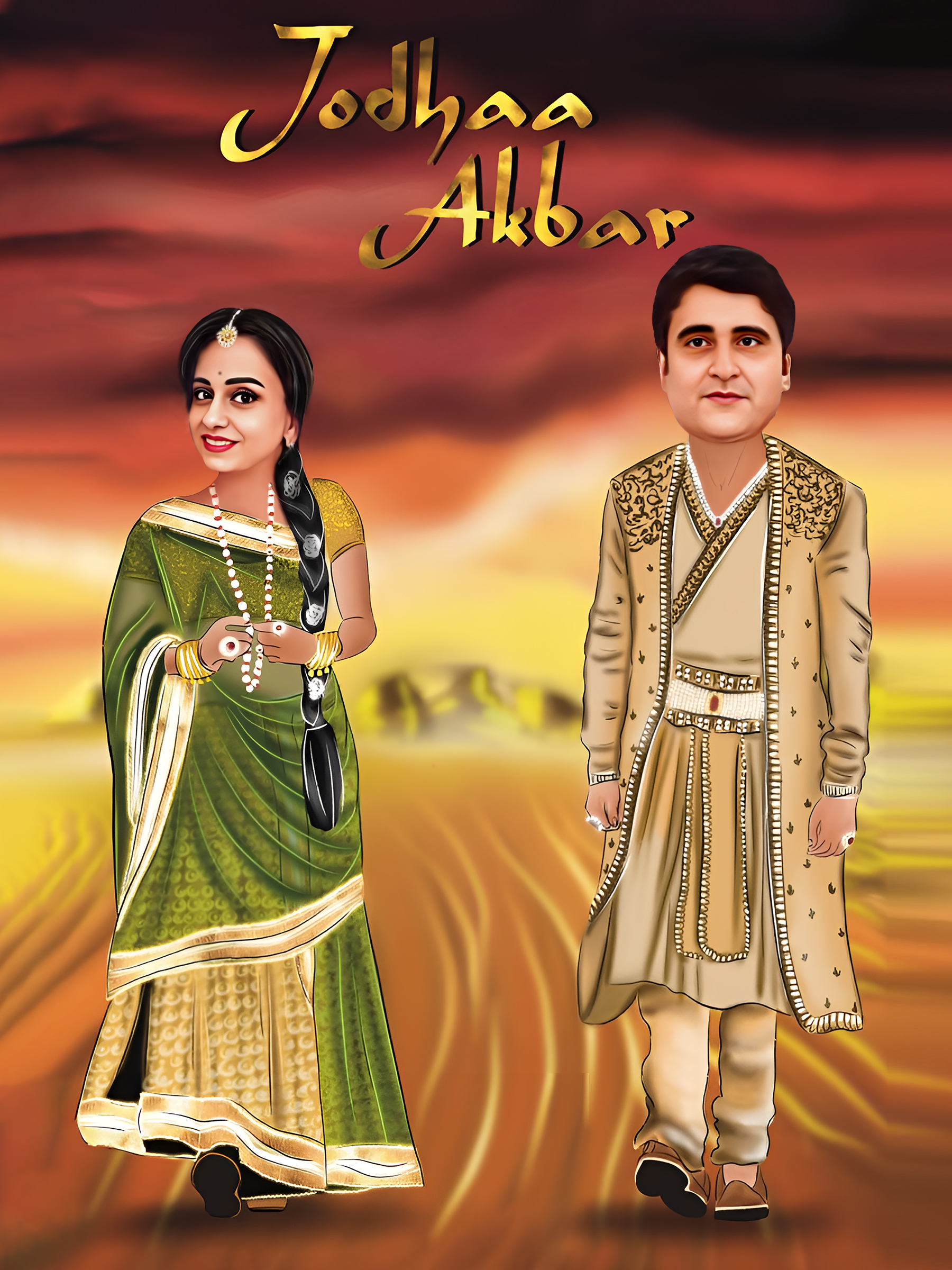 "Jodhaa Akbar" Couple Caricature by Rainbow Gifts - Image 2